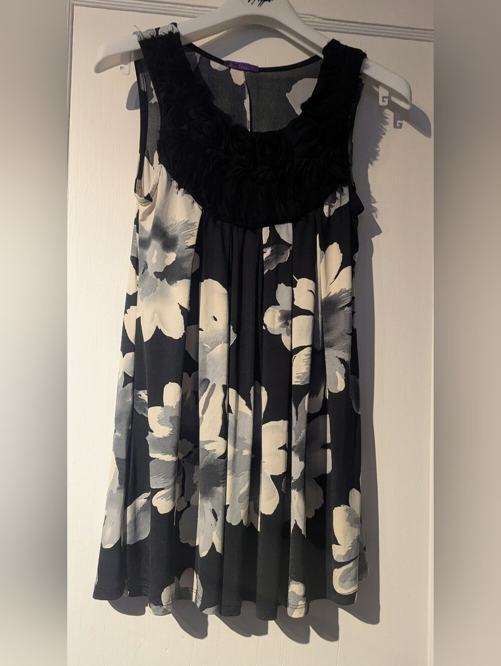 Janette John 3:16 Women's Floral Design Stretch Sleeveless Round Neck Mini Dress